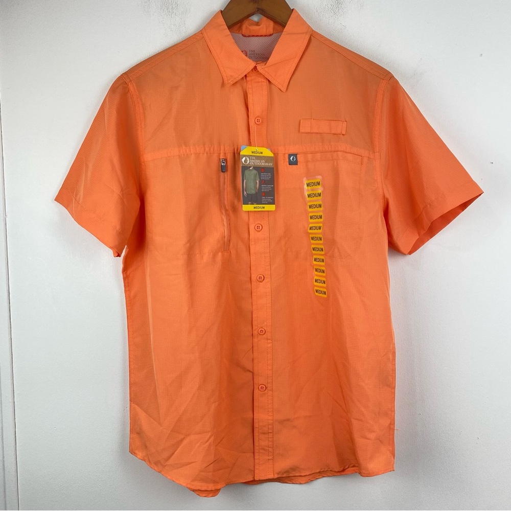 The American Outdoorsman size Medium Men’s Orange Short Sleeve Fishing Shirt